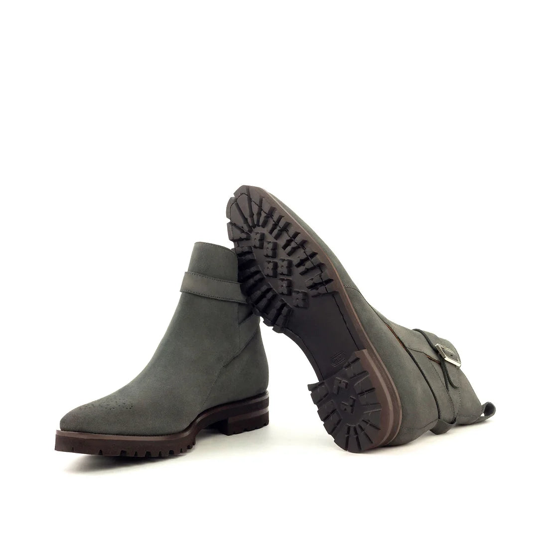 Zinnfarbene Jodhpur-Stiefel aus Wildleder