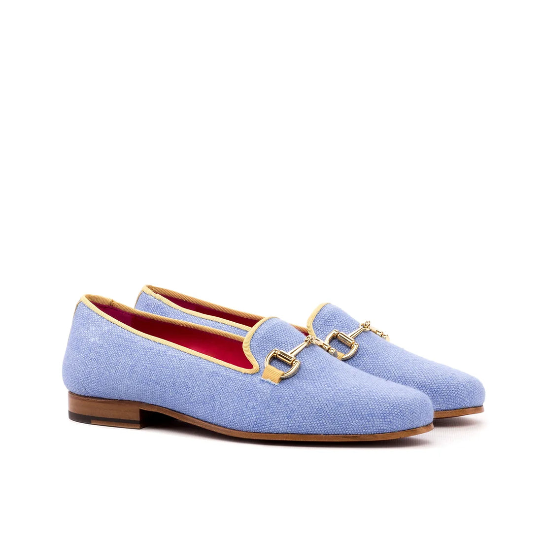 Himmelblauer Delayla-Loafer aus Leinen für Damen