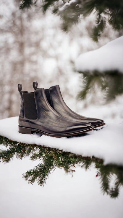 Chelsea-Stiefel aus Zinn mit Patina