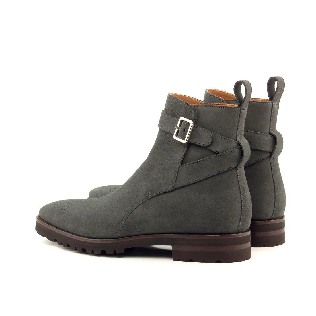 Zinnfarbene Jodhpur-Stiefel aus Wildleder