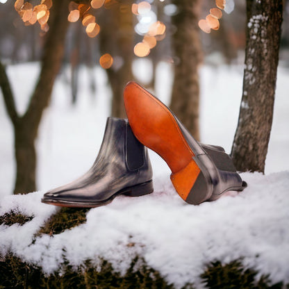 Chelsea-Stiefel aus Zinn mit Patina