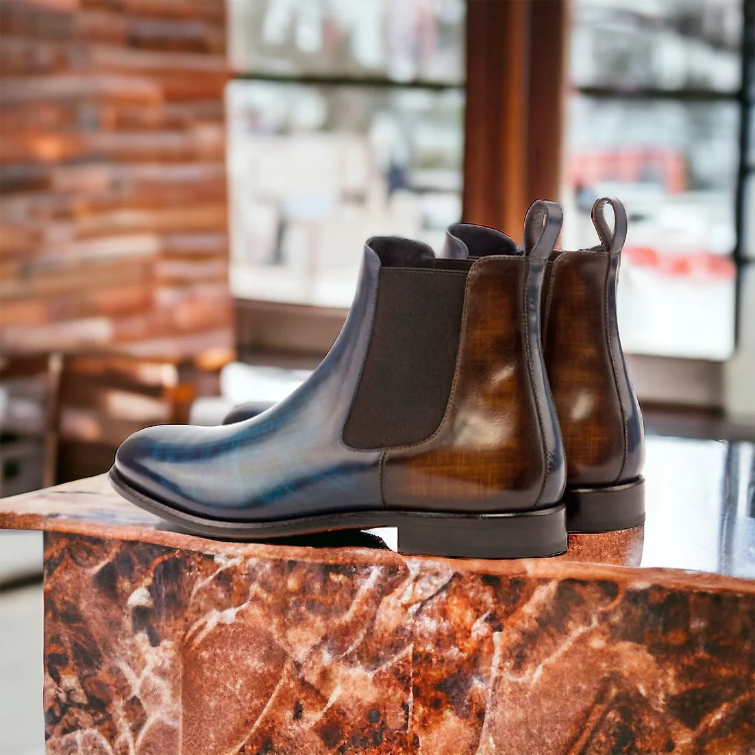 Denim Mocha Patina Chelsea Boots