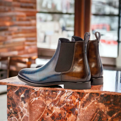 Denim Mocha Patina Chelsea Boots