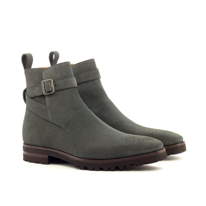 Zinnfarbene Jodhpur-Stiefel aus Wildleder