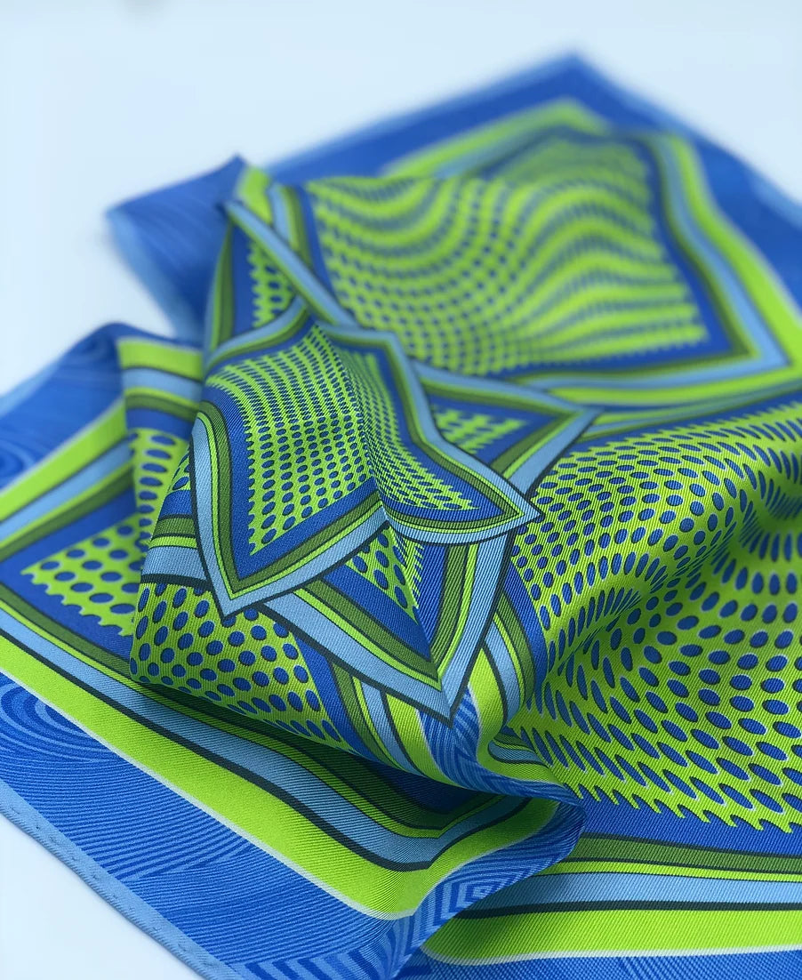 Illusion Blue Iris Pocket Square