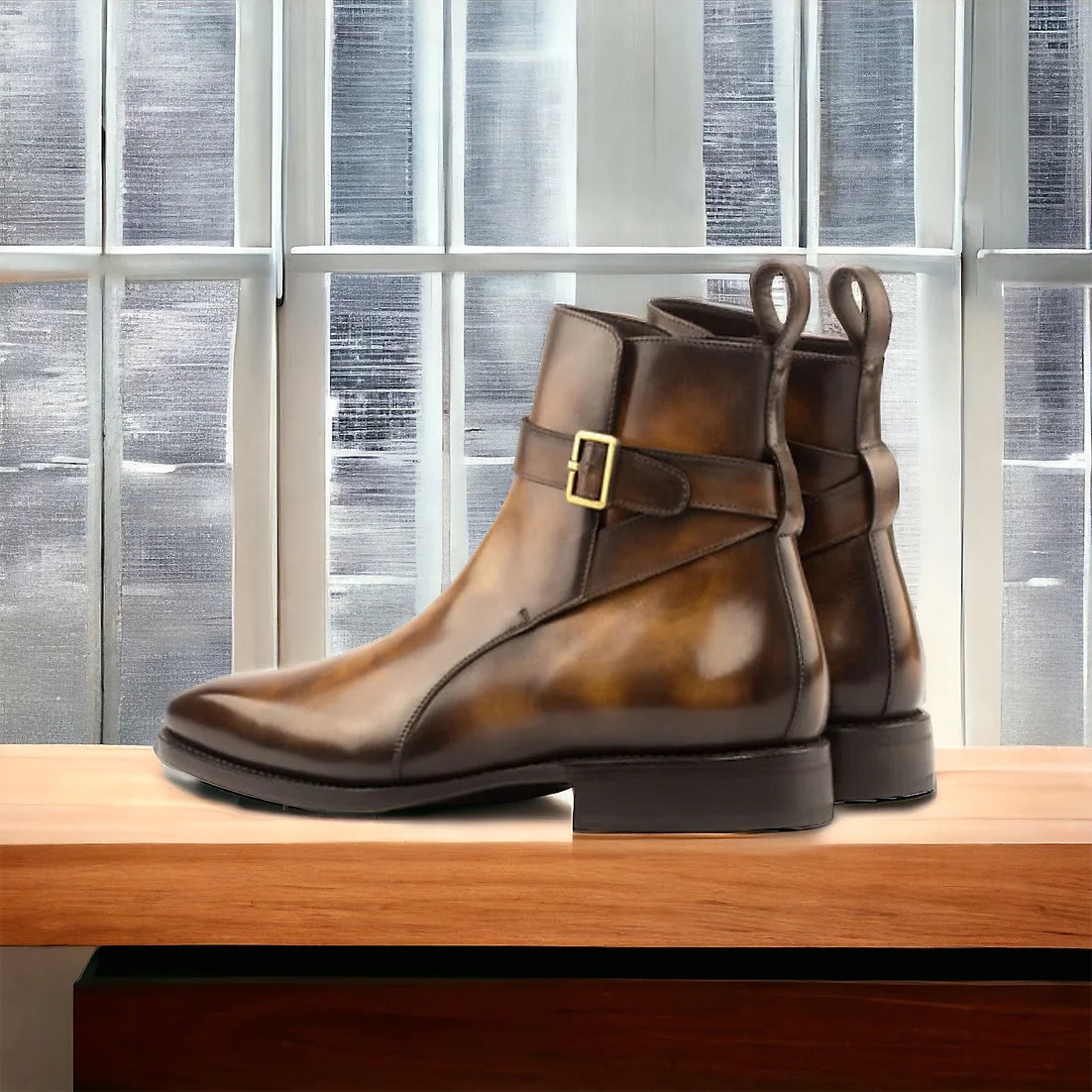 Tabakfarbene Patina-Chelsea-Stiefel