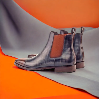 Mocha Grey Patina Chelsea Boots