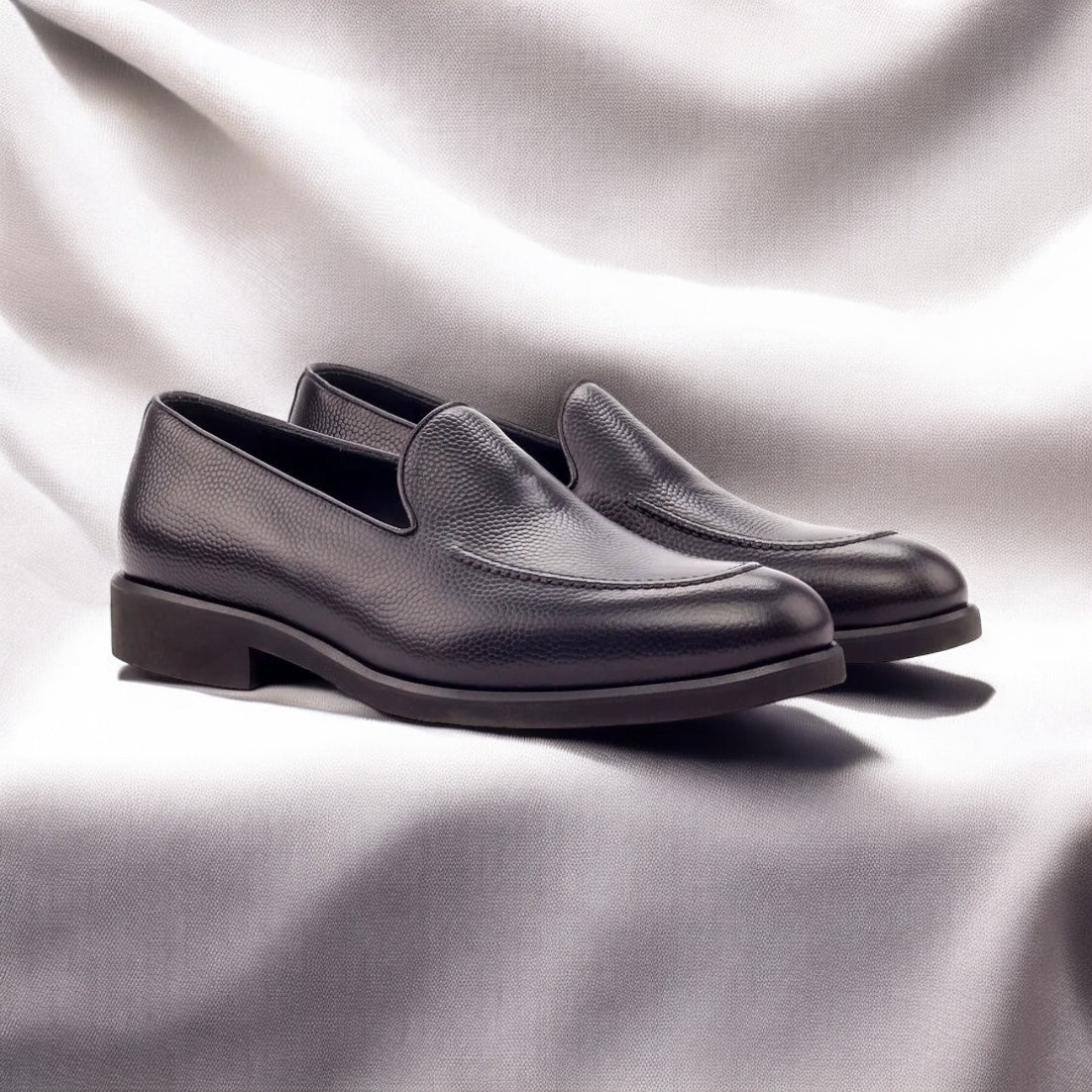 Black Pebble Grain Loafer